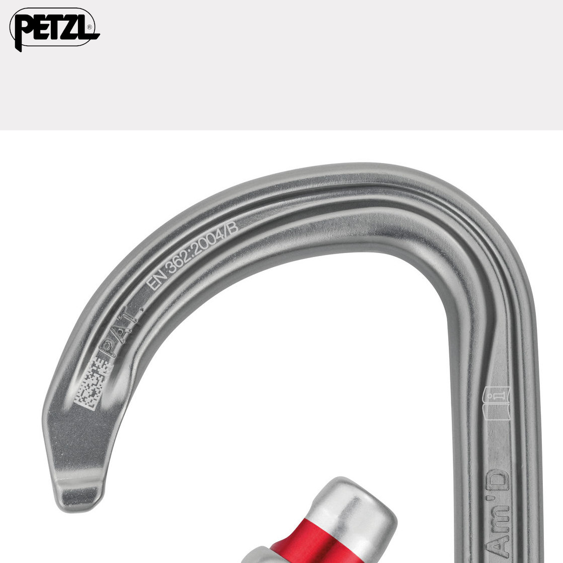 Petzl Am’D Mousqueton avec système de verrouillage Screw-lock en forme de D pour la connexion des appareils sur le harnais 